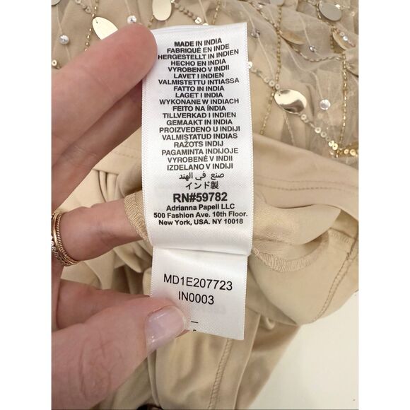 Aidan Mattox Gold Sequin Beaded Embroidered Halter Neck Mermaid Gown Dress 8 - Picture 8 of 8